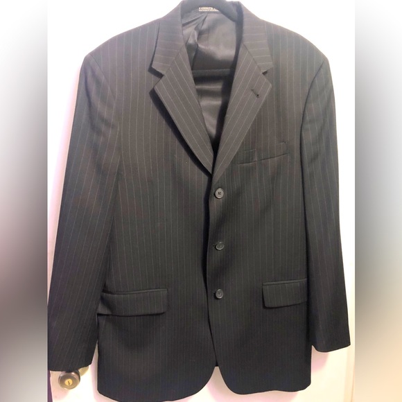 Kenneth Cole, BlK Pinstriped, 3 Button Men’s Blazer with Collar Size 42R - Picture 5 of 16